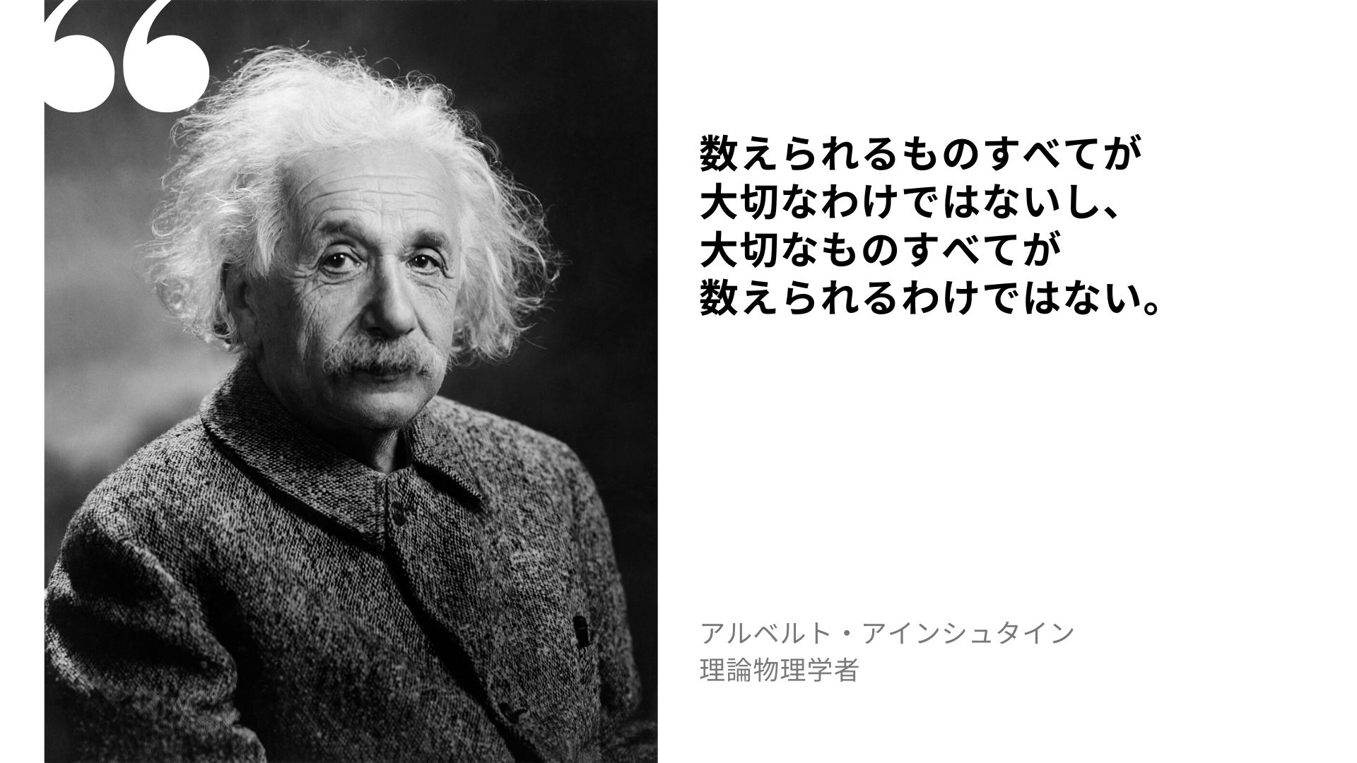 アルベルト・アインシュタインの名言：数えられるものすべてが大切なわけではないし、大切なものすべて...